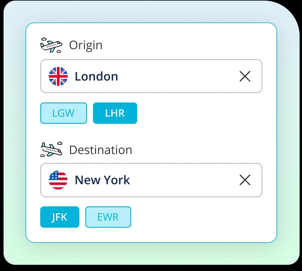 Limit searches to specific airports