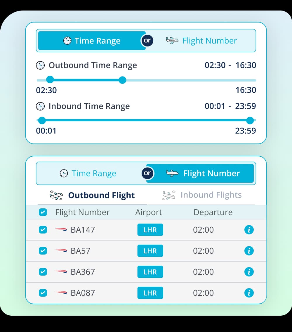 Filter for specific flight times
